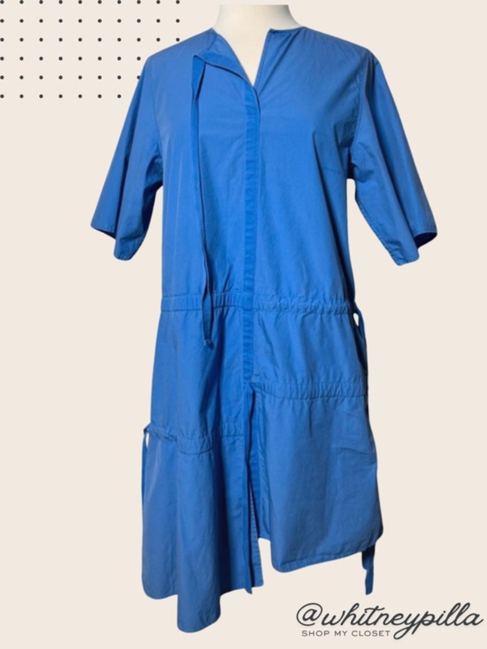 COS Cotton Tiered Cotton loose fitting Short Sleeve Dress Poplin Blue size 4